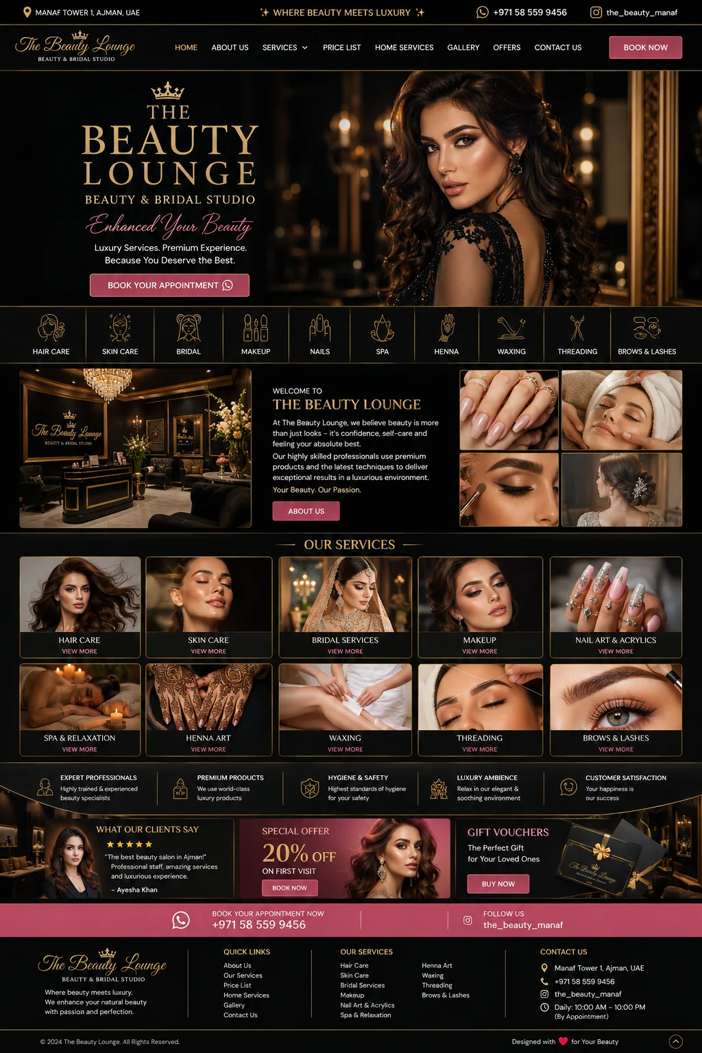 The Beauty Lounge Luxury Website Concept